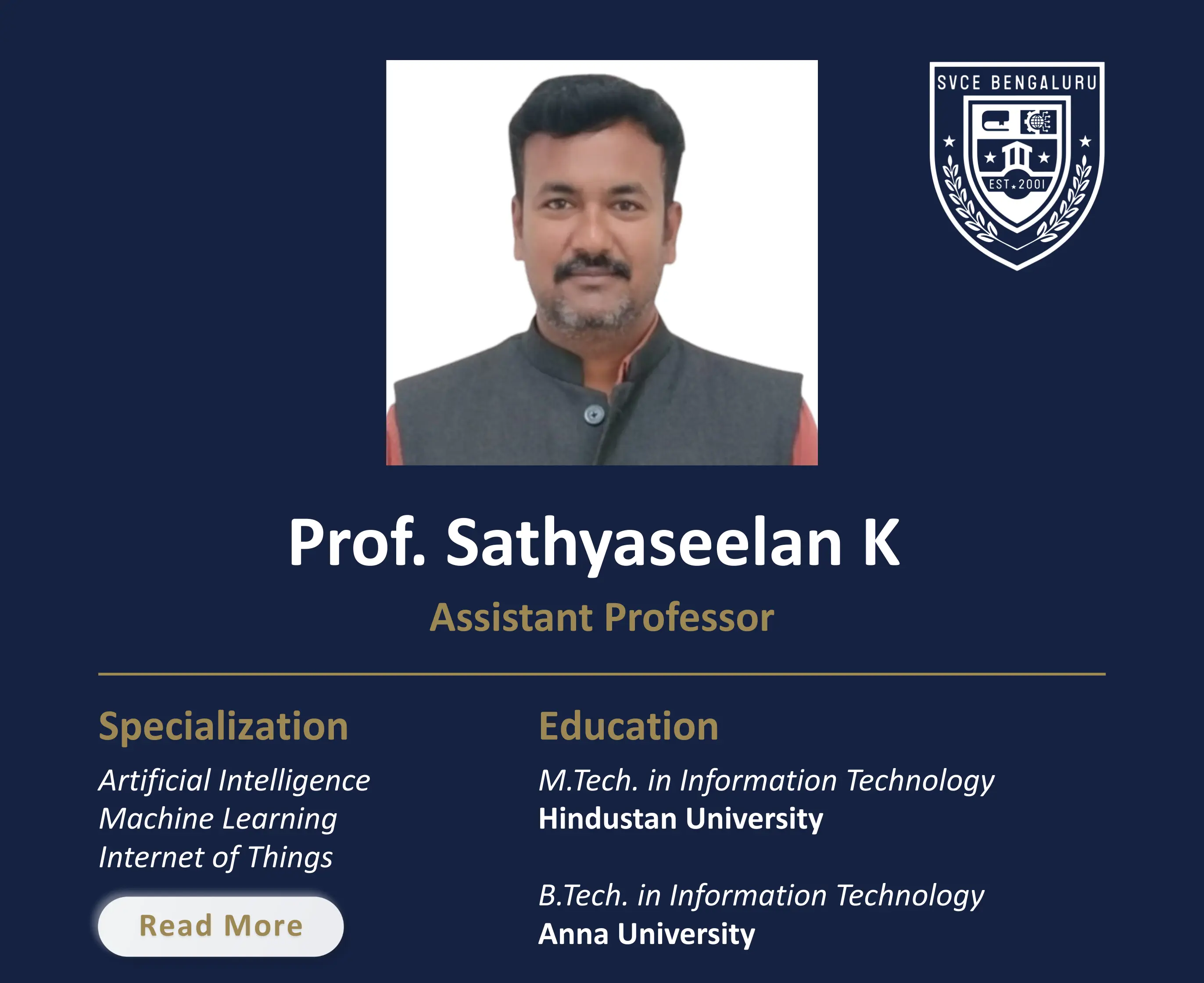 Mr. Sathyaseelan K - Assistant Professor